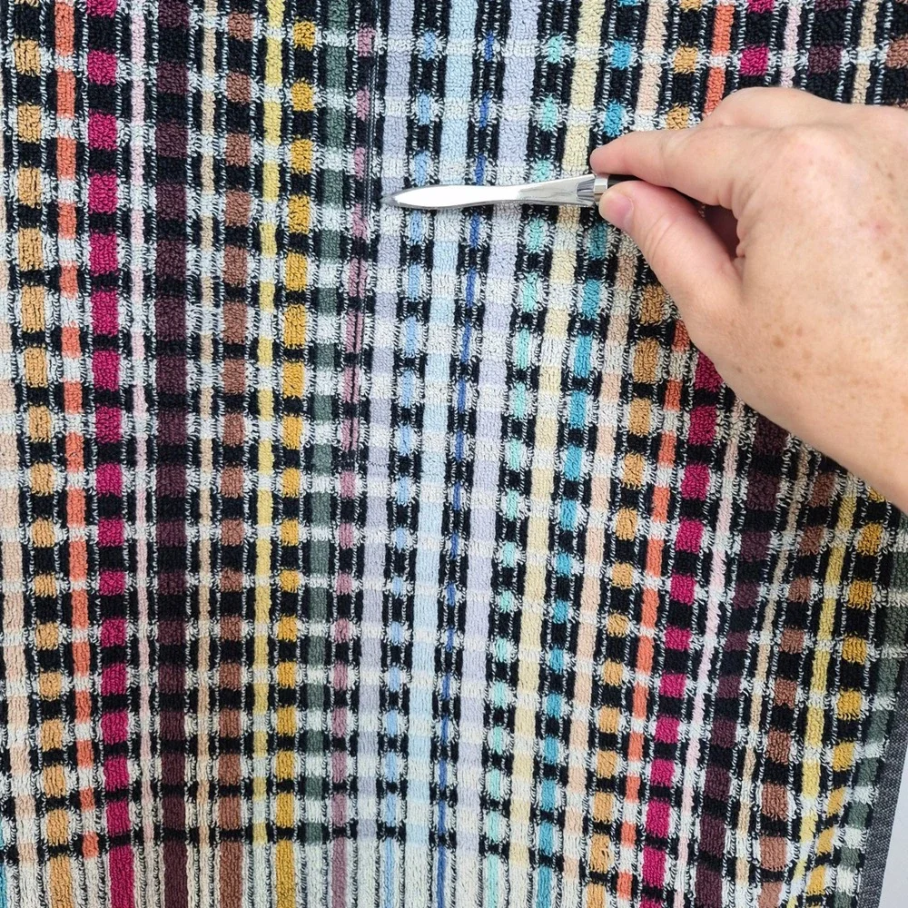 Missoni Home Bath Towel Set 4 Multicolor Jacquard Micro Plaid Grid Italy 55x35